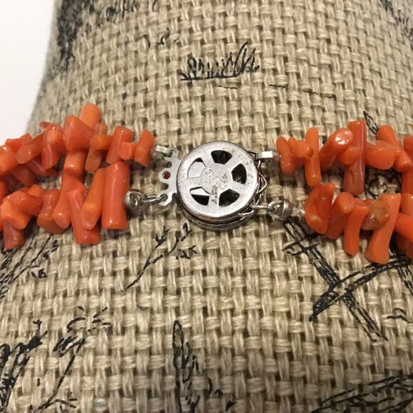 VTG Sterling Silver Branch Coral Necklace Double Strand 24" Filigree Clasp 100g - Picture 4 of 13